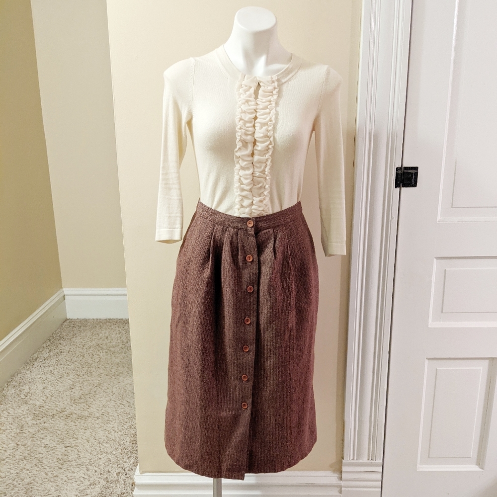 Vintage Franklin Street wool maroon A-line skirt
